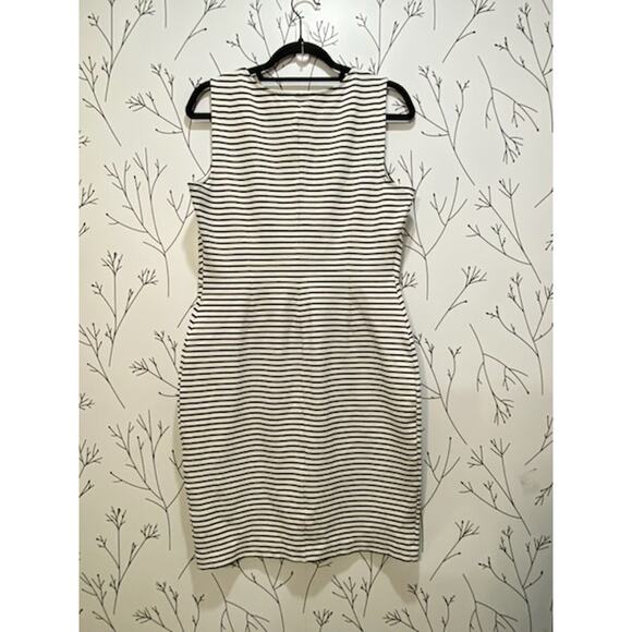 BOLD ELEMENTS Women's L Black White Stripe Cut to Curve Ponte Smoothing Career - Picture 4 of 6